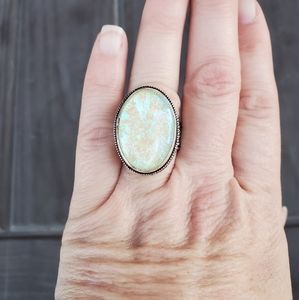 New Dichroic Glass 925 Silver Ring.